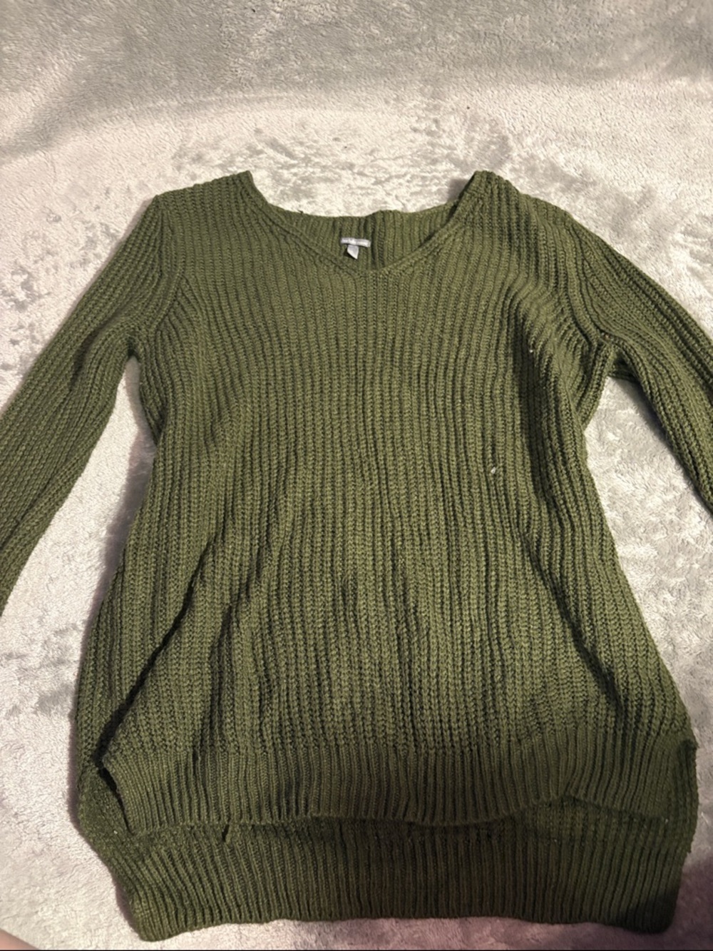 Charlotte Russe Olive Crewneck Ribbed Sweater
